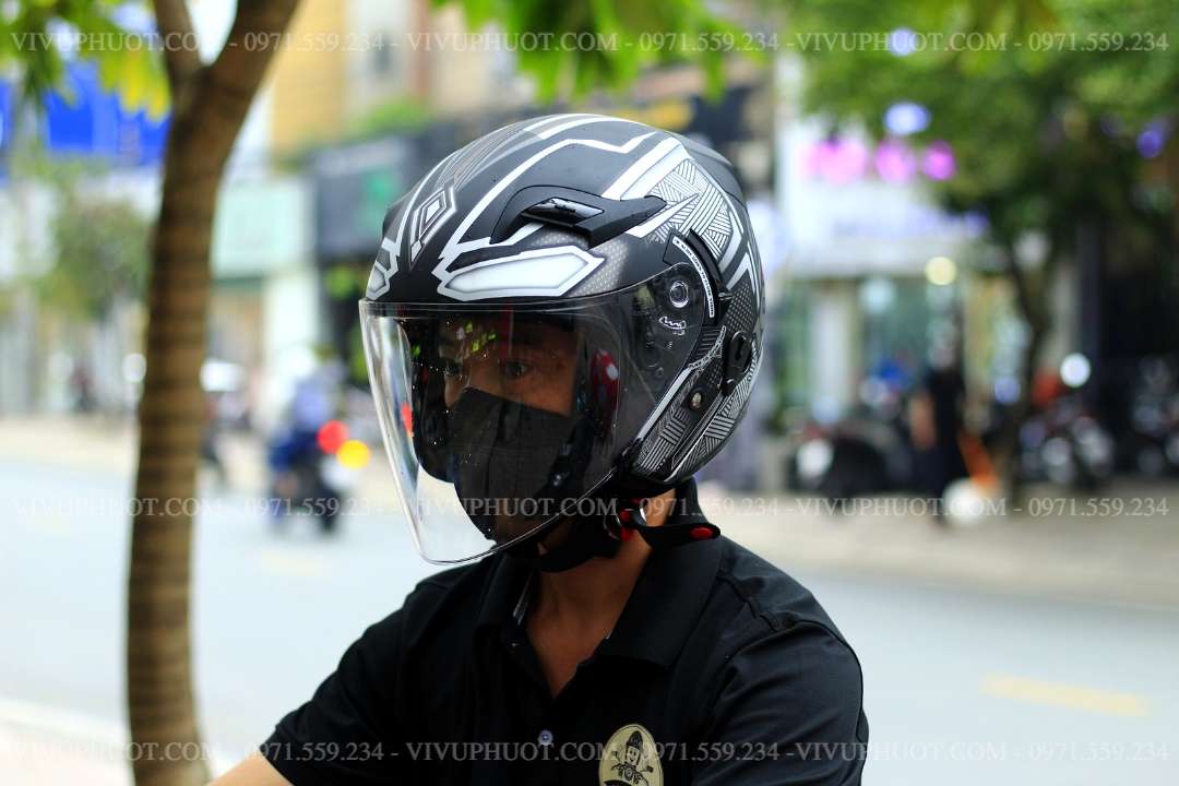 Mũ 3/4 KYT Venom Marvel Black Panther