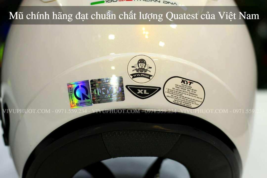 Mũ 3/4 KYT Venom Trắng White Gloss