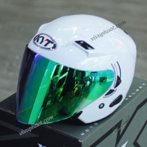 Mũ 3/4 KYT Venom Trắng White Gloss