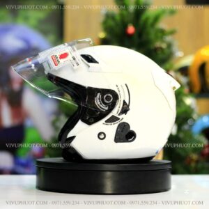 Mũ 3/4 KYT Venom Trắng White Gloss