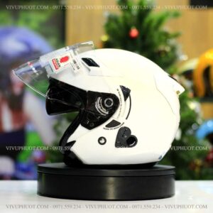 Mũ 3/4 KYT Venom Trắng White Gloss