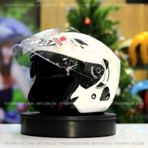 Mũ 3/4 KYT Venom Trắng White Gloss