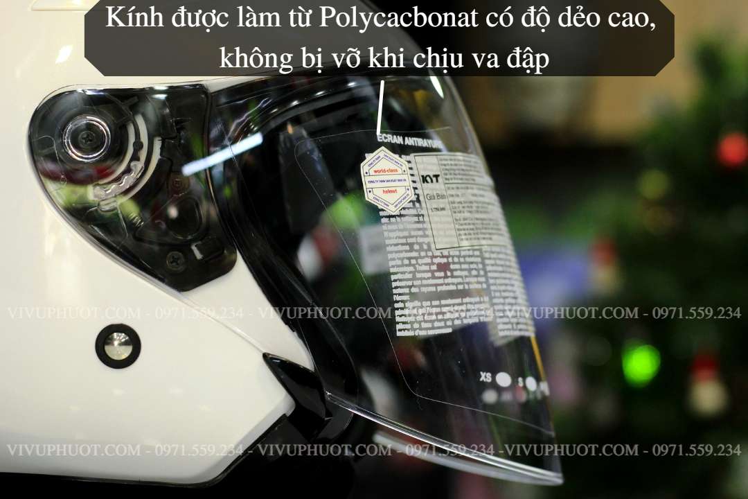 Mũ 3/4 KYT Venom Trắng White Gloss