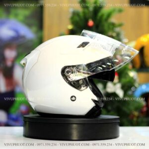 Mũ 3/4 KYT Venom Trắng White Gloss