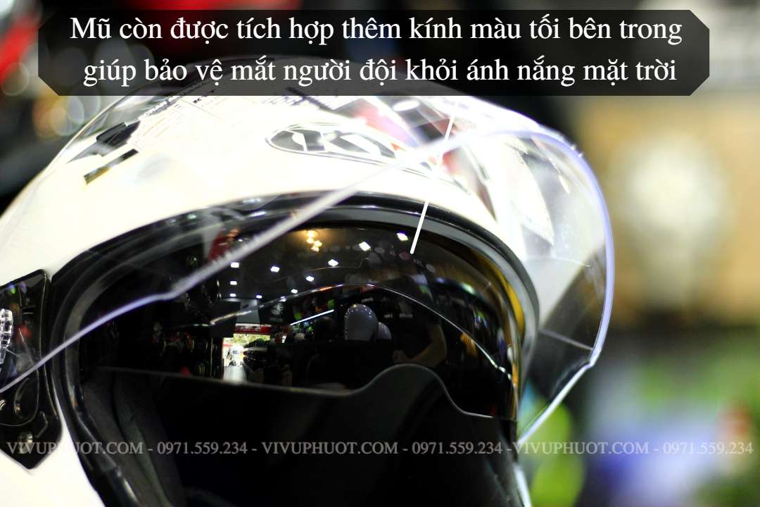 Mũ 3/4 KYT Venom Trắng White Gloss