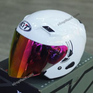 Mũ 3/4 KYT Venom Trắng White Gloss