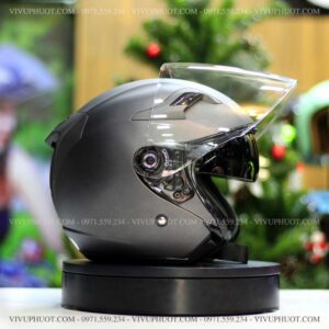 Mũ 3/4 KYT Venom Xám Đen