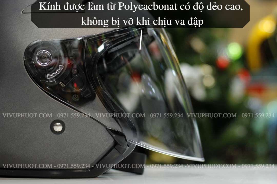 Mũ 3/4 KYT Venom Xám Đen