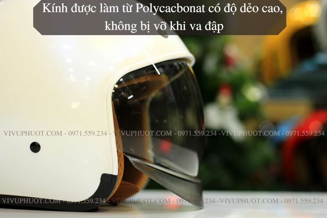 Mũ 3/4 Royal M139 Trắng Bóng