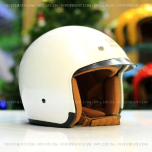 Mũ 3/4 Royal M139 Trắng Bóng