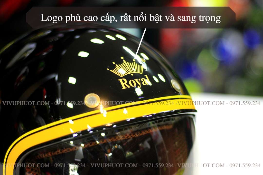 Mũ 3/4 Royal M139 V10 Đen Viềm Vàng