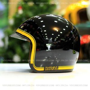 Mũ 3/4 Royal M139 V10 Đen Viềm Vàng