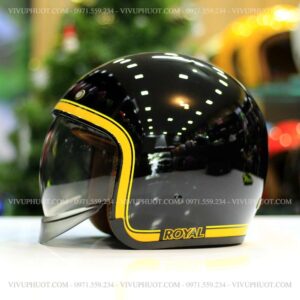Mũ 3/4 Royal M139 V10 Đen Viềm Vàng
