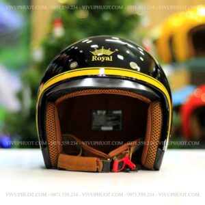 Mũ 3/4 Royal M139 V10 Đen Viềm Vàng