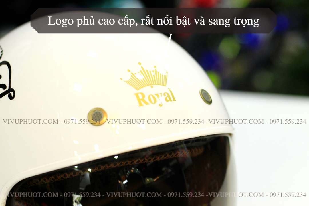 Mũ 3/4 Royal M139 V5 Trắng