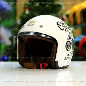 Mũ 3/4 Royal M139 V5 Trắng