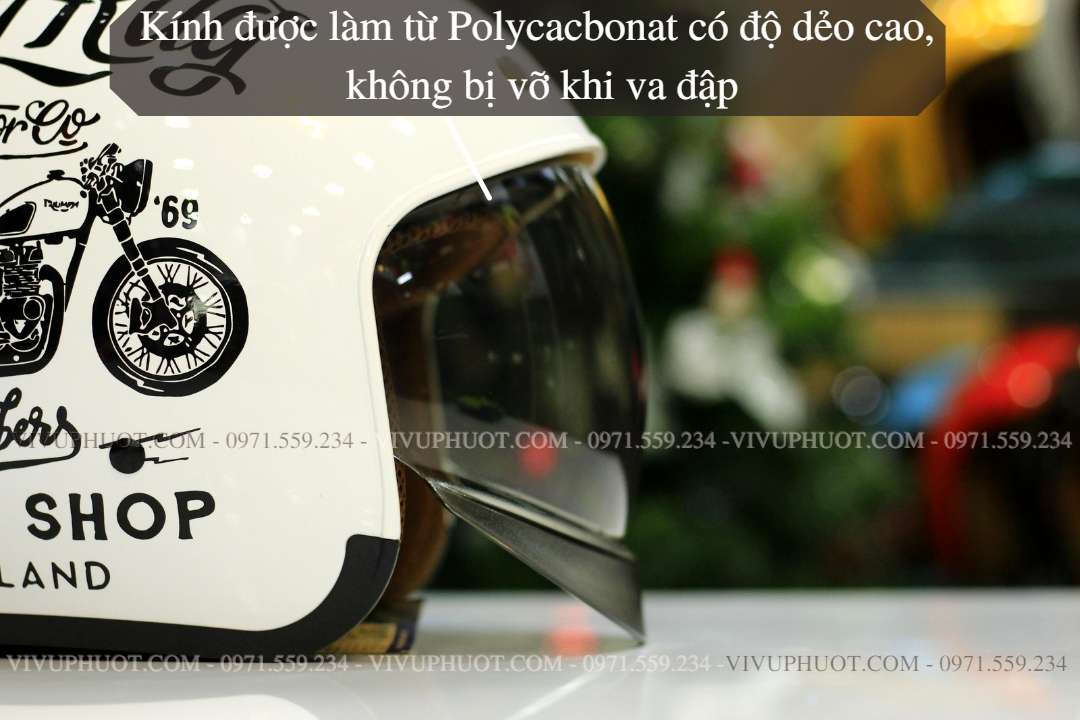 Mũ 3/4 Royal M139 V5 Trắng