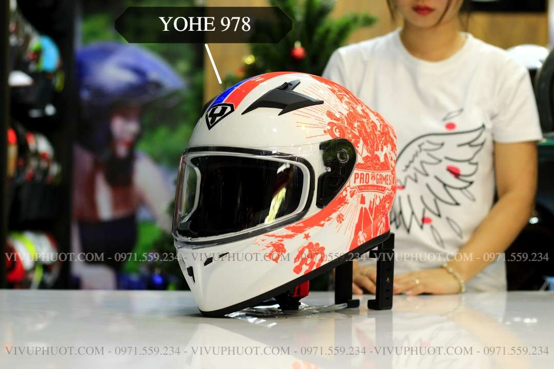 Mũ Fullface Yohe 978 Cam Xanh