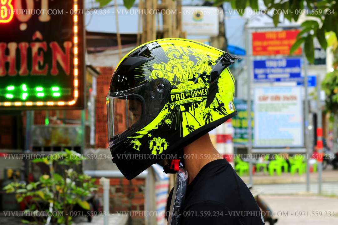 Mũ Fullface Yohe 978 Plus Progames Cam Vàng 
