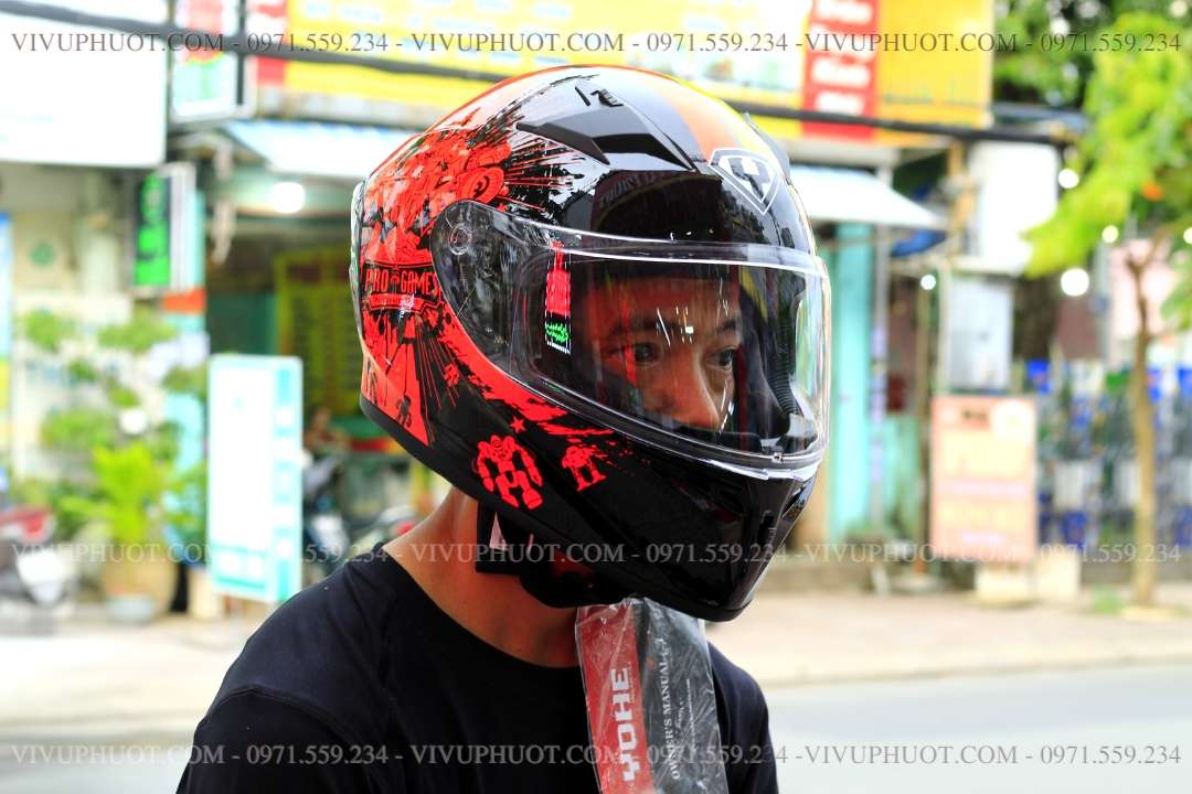 Mũ Fullface Yohe 978 Plus Progames Cam Vàng 