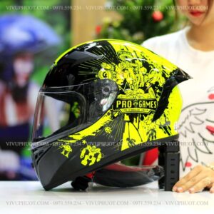 Mũ Fullface Yohe 978 Plus Progames Cam Vàng