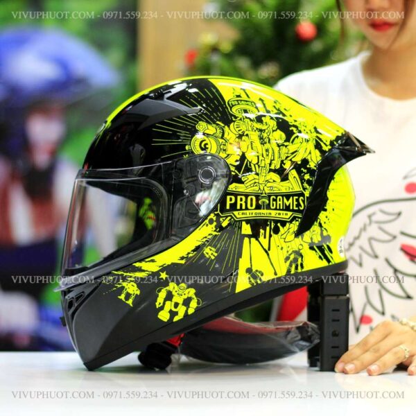 Mũ Fullface Yohe 978 Plus Progames Cam Vàng