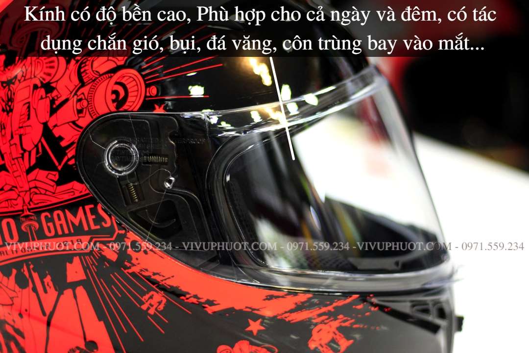 Mũ Fullface Yohe 978 Plus Progames Cam Vàng 