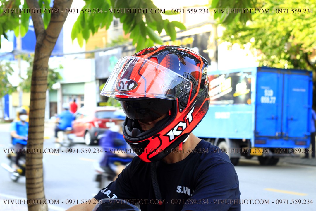 Mũ Fullface KYT NFR Hyperflou Red