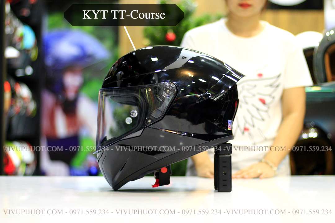 Mũ Fullface KYT TT Course Plain Đen Bóng
