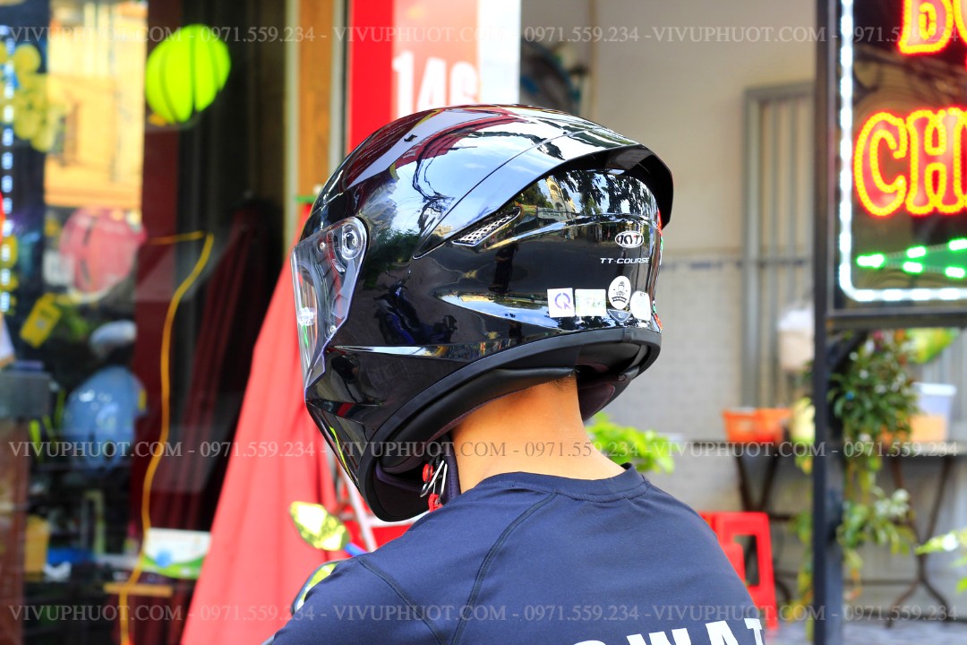 Mũ Fullface KYT TT Course Plain Đen Bóng