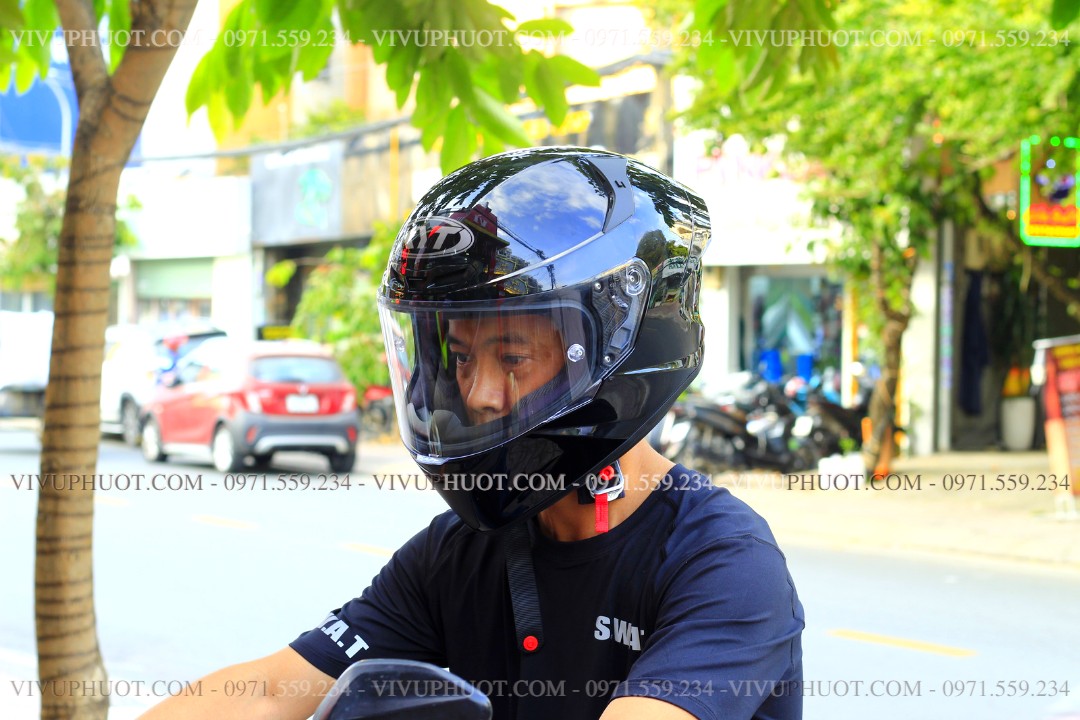 Mũ Fullface KYT TT Course Plain Đen Bóng