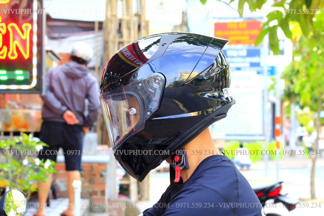 Mũ Fullface KYT TT Course Plain Đen Bóng
