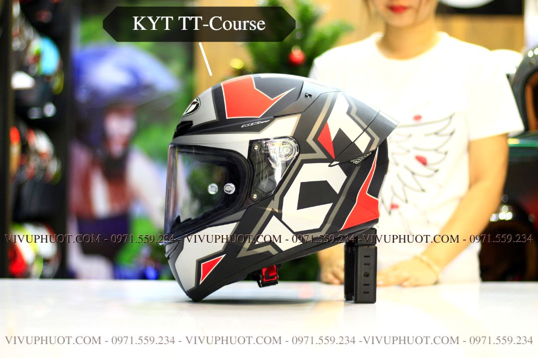 Mũ Fullface KYT TT Course Electron Matt Grey Red