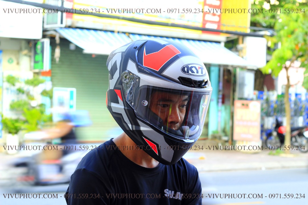 Mũ Fullface KYT TT Course Electron Matt Grey Red