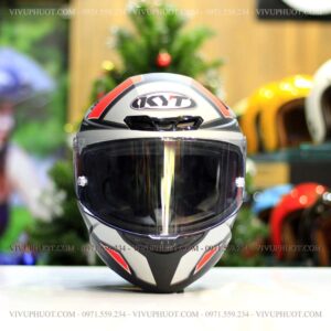 Mũ Fullface KYT TT Course Electron Matt Grey Red