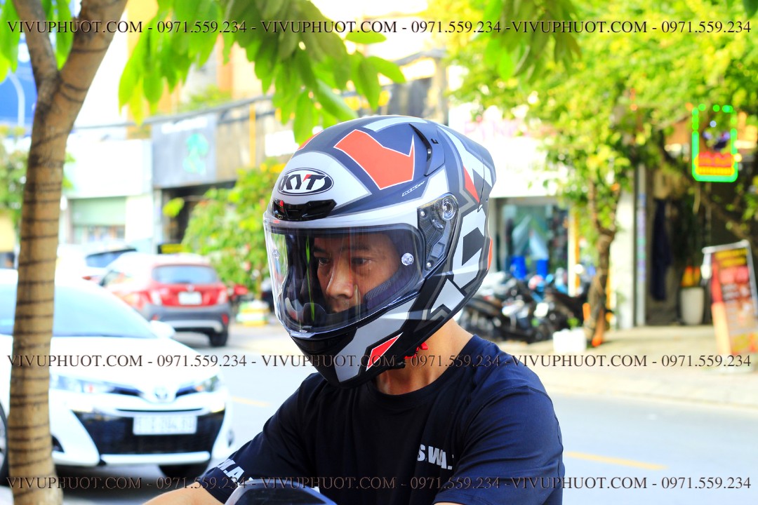 Mũ Fullface KYT TT Course Electron Matt Grey Red