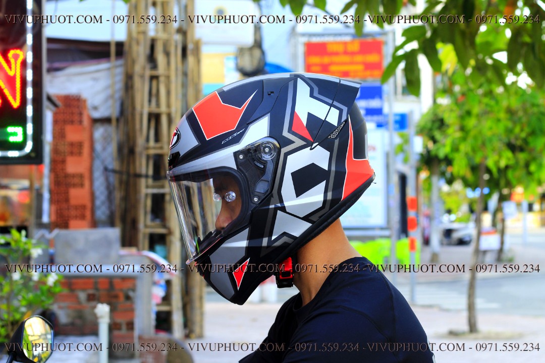 Mũ Fullface KYT TT Course Electron Matt Grey Red