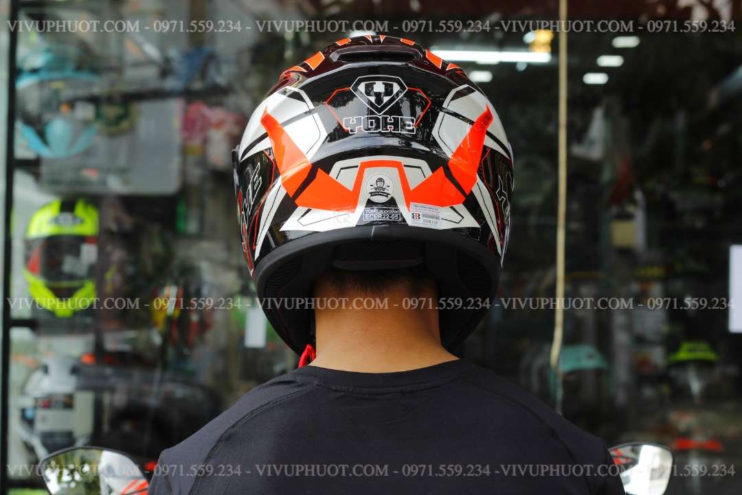Mũ Fullface Yohe 981 Đen Trắng Cam