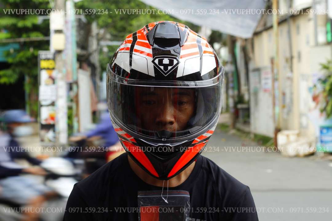 Mũ Fullface Yohe 981 Đen Trắng Cam