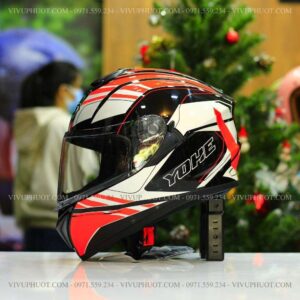 Mũ Fullface Yohe 981 Đen Trắng Cam