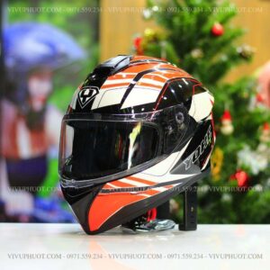 Mũ Fullface Yohe 981 Đen Trắng Cam
