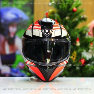 Mũ Fullface Yohe 981 Đen Trắng Cam
