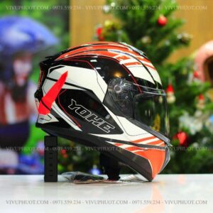 Mũ Fullface Yohe 981 Đen Trắng Cam