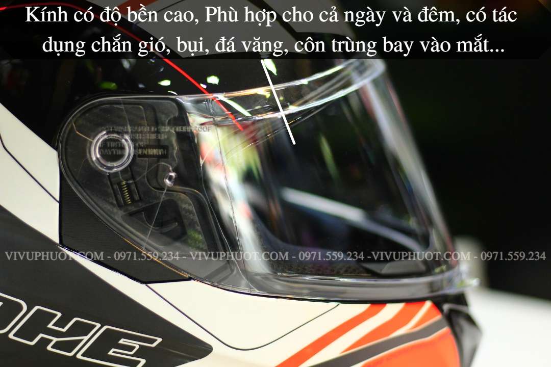 Mũ Fullface Yohe 981 Đen Trắng Cam