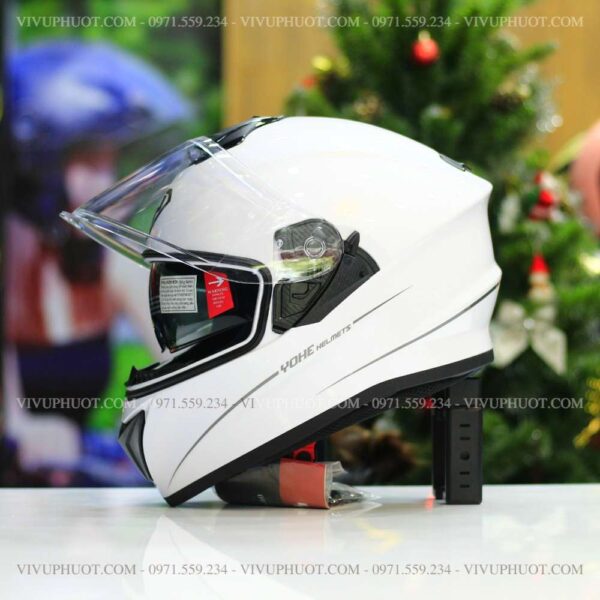 Mũ Fullface Yohe 981 Trắng Bóng