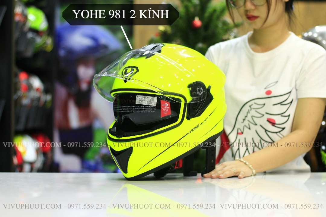 Mũ Fullface Yohe 981 Xanh Dạ Quang