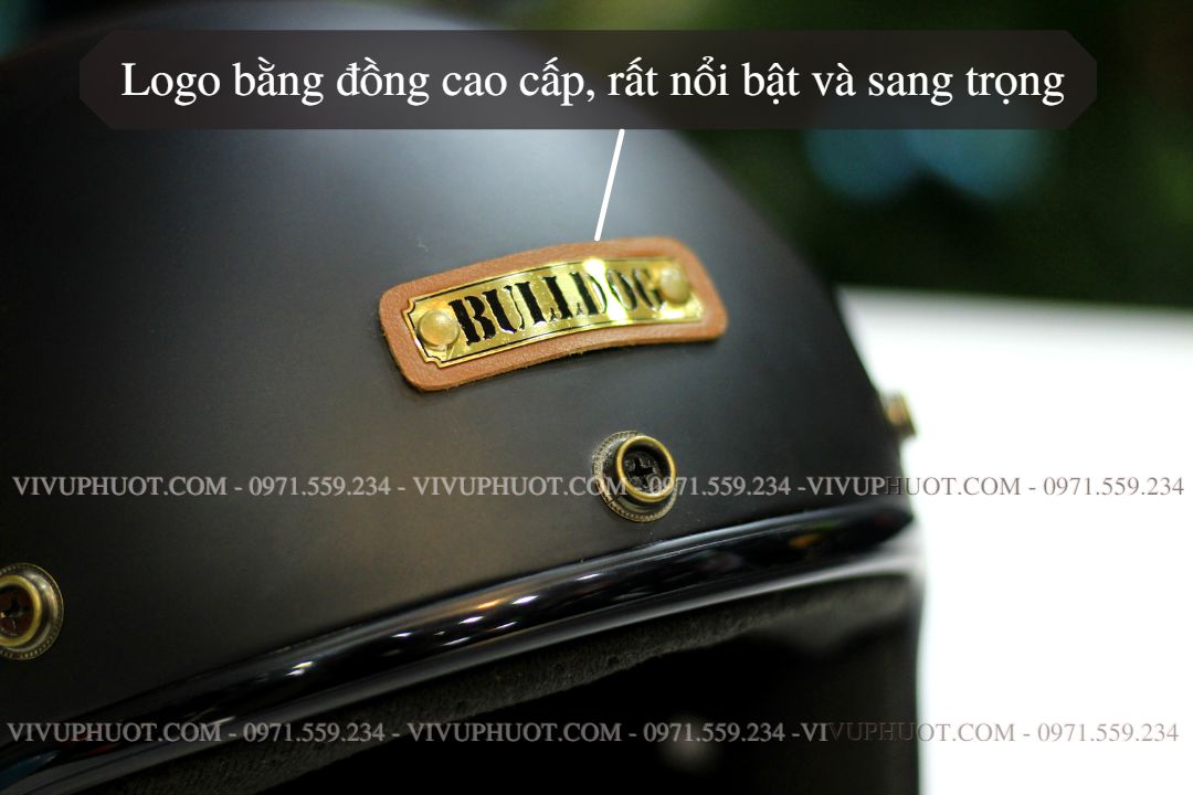 Mũ 3/4 Bulldog 4U Đen Nhám Đen