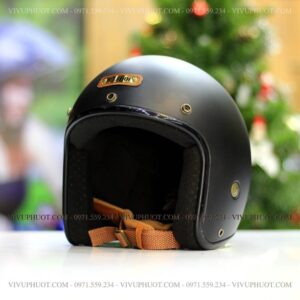 Mũ 3/4 Bulldog 4U Đen Nhám Đen