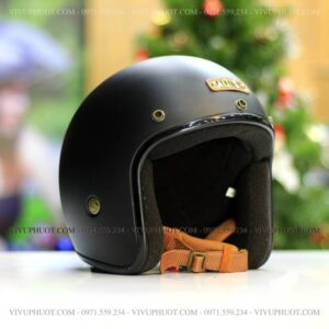 Mũ 3/4 Bulldog 4U Đen Nhám Đen