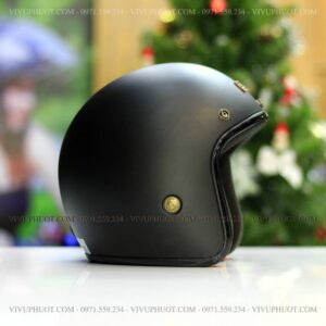 Mũ 3/4 Bulldog 4U Đen Nhám Đen